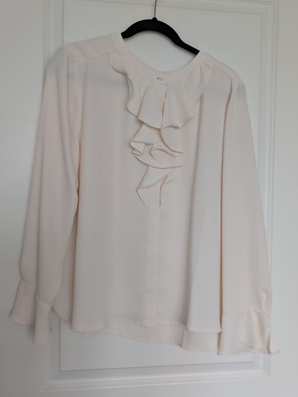 LOFT Soft Ivory Ruffle Front Blouse